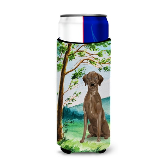 Carolines Treasures CK2021MUK Under the Tree Chocolate Labrador Michelob Ultra Hugger for slim cans  Slim Can multicolor