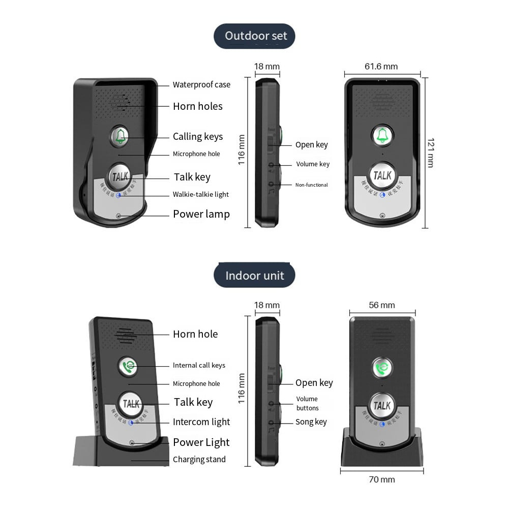 1000M Doorbell Waterproof Outdoor Unit Wireless Distance 1000M Abs Material