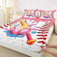 thumbnail image 4 of Erosebridal Cartoon Baseball Popsicle Bed Sheets 4pcs For Boys Girls,Kids Teens Green Dessert Cream King Sheets,Pink Red, 4 of 5