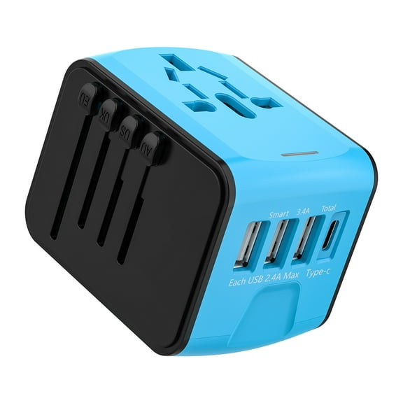 Universal Travel Adapter 100V-250V AC AC Power Plug Adapter 3 USB and 1 Type C Ports