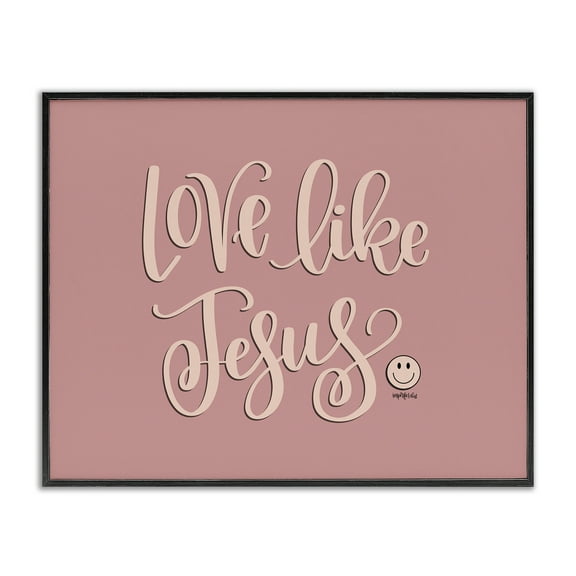 Stupell Industries Pink Love Like Jesus Religious & Spiritual Painting Black Framed Art Print Wall Art, 14 x 11