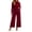 Red, variant on Women's Velvet 2 Piece Outfits Turtleneck Long Sleeve Side Slit Tunic Top and Wide Leg Pants Lounge Sets Fall Winter Tracksuit Dressy Holiday Party Outfit Red