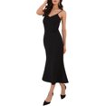 thumbnail image 2 of INSPIRE CHIC WOMLAYOUT Women's Sleeveless Bodycon Dresses Spaghetti Strap Ruffled Cocktail Party Midi Dress S Black, 2 of 6