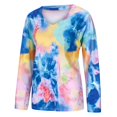 thumbnail image 4 of LYXSSBYX Women Long Sleeve Dress Hot Sale Clearance Fashion Women's Oversized Tie-Dye V Neck Long Sleeve Casual Loose T Shirts Tops, 4 of 9