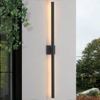 umeiluce 50" Cylinder Long Outdoor Wall Sconce Black Linear Porch Light,LED 3000K Triac Dimmable Wall Light for Entry Bedroom Living Room
