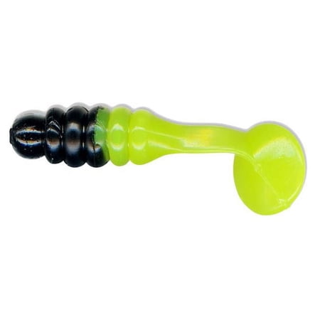 Charlie Brewers Charlie Brewers Crappie Grubs – Black-Chartreuse – 1 in.