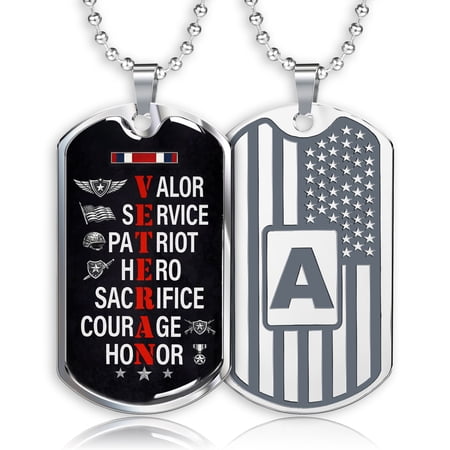 NETDECOR Personalized Veteran Honor Christian Dog Tag Necklace for Men, Custom Stainless Steel Engraved Pendant, Jewelry Gifts for Men
