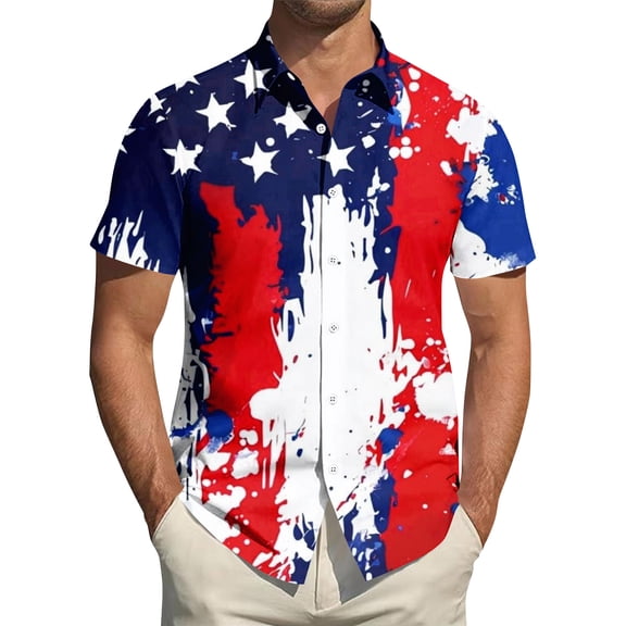 Men's 1776-2026 250 Anniversary USA Flag Hawaiian Shirt Patriotic Independence Day Short Sleeve Beach Button Up Shirt