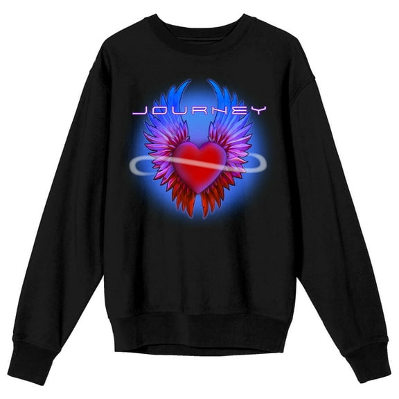 Journey Heart Crew Neck Long Sleeve Adult Black Sweatshirt
-Medium