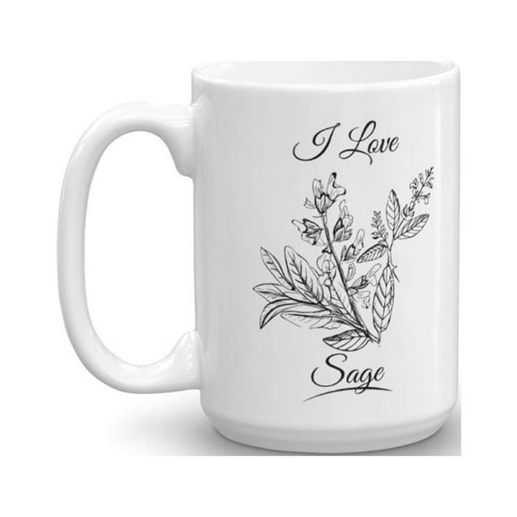 I Love Sage Leaves Spice Home Food Cooking Essentials Coffee & Tea Gift Mug Stuff For A Cook & Women Cooks (15oz)