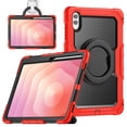 thumbnail image 2 of Case for Samsung Galaxy Tab S11 Ultra 14.6 inch 2025, 360 Rotating Stand Handle Pencil Holder Shoulder Strap Heavy Duty Shockproof Cover, Red, 2 of 7
