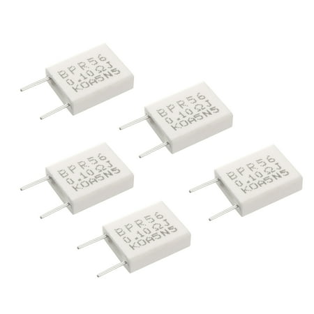 Non Inductive Resistor - 5W 0.1 Ohm 5% Radial Lead Non-inductive Ceramic Cement Resistor White 5pcs