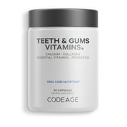Codeage Teeth & Gums, Vitamin D3 & K2, Oral Care Collagen & Probiotic, Plant-Based Calcium, Potassium, 90 ct