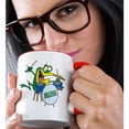 thumbnail image 2 of 3drose, Funny Silly Cartoon Frog Drummer Cartoon, 11oz Two-tone Red Mug, 2 of 6