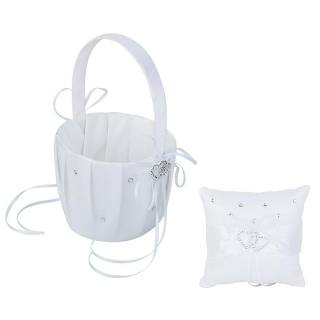 Cojín para niño + cestas para de con doble diamante de Macarena conjunto de almohada de anillo de bodas