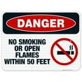 thumbnail image 1 of Danger No Smoking Or Open Flames Within 50 Feet Sign, OSHA Danger Sign,, 1 of 1