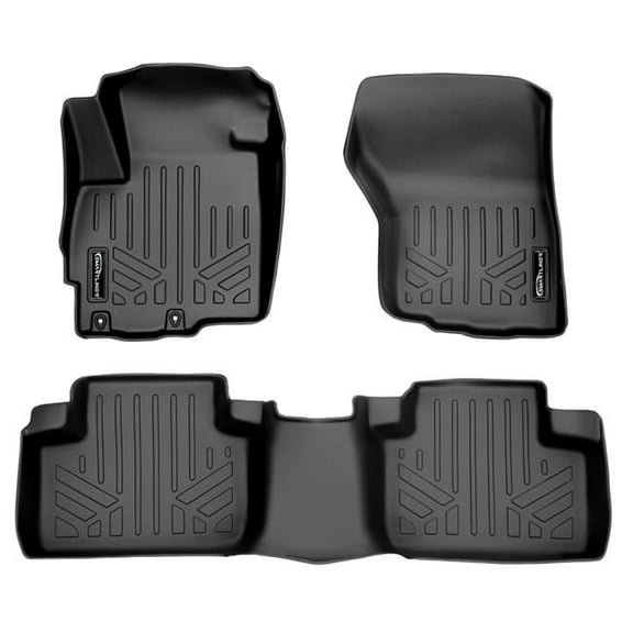 Smartliner SA0355-B0356 Custom Fit 2 Row Floor Mats Liner Set for 2011-2021 Mitsubishi Outlander Sport, Black