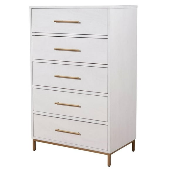 Pemberly Row Modern / Contemporary Five Drawer Wood Chest in White