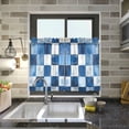 thumbnail image 4 of Yayeee Kitchen Curtains Tier Pair Light Filtering 27"x36" Rod Pocket Short Cafe Window Panel, Blue White And Gray Plaid Pattern, 4 of 7