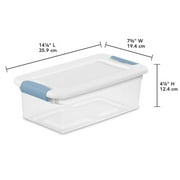 Sterilite Plastic 6 Quart Storage Box Container with Latching Lid, 48 Pack