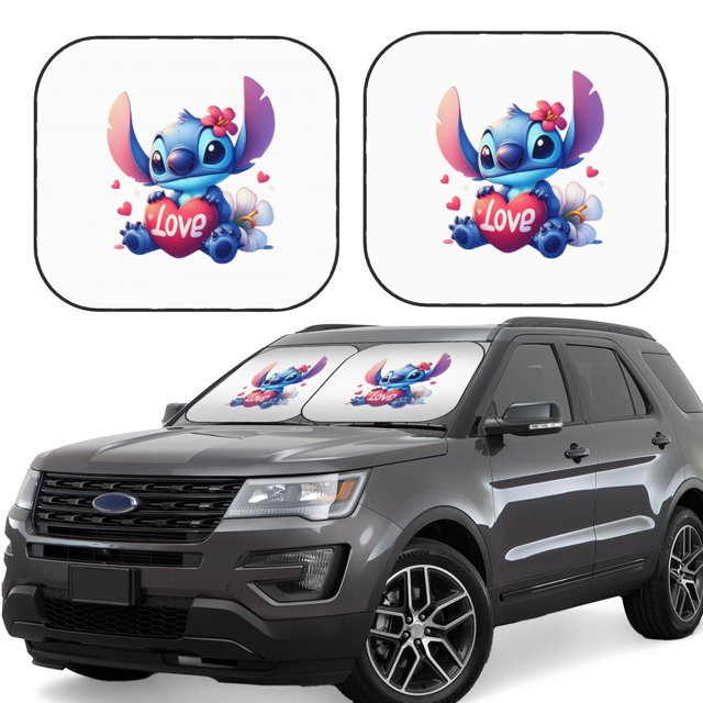 Cute Cartoon Stitch Car Windshield Sunshade Automotive Sun Shade for Cars SUV Trucks Keep Vehicle Cool-Large