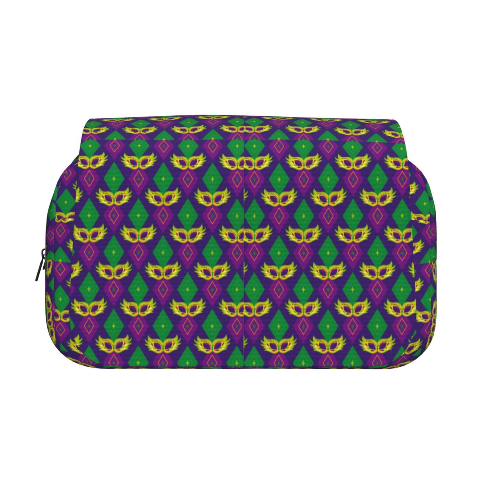 Rateoe Mardi Gras Carnival3 Pattern Double Clamshell Pen Case, Storage Organizer with Two Zipper Compartments– Holds Up to 50 Pencils & Pens