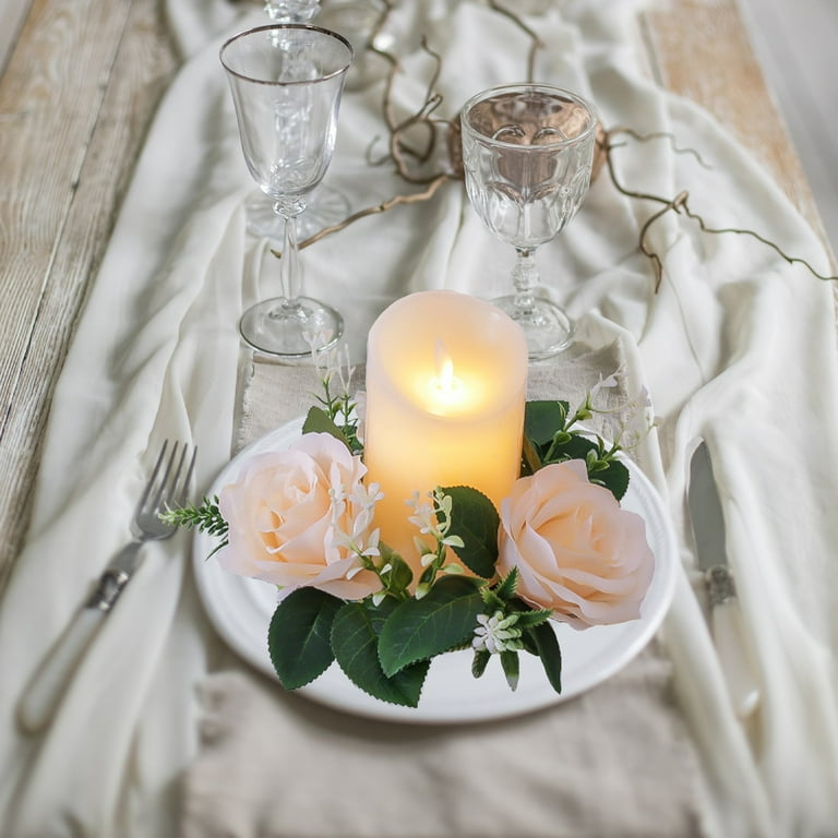 Pillar Candle Holders Silk Flower Candle Rings Candle Rings