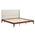 thumbnail image 6 of MODERNLUXE King Size Dry Bamboo Platform Bed, 12 Inch Height Bed Frame with 48" Upholstered High Headboard and Wood Slat Support,Easy Assembly, Beige Brown, 6 of 7