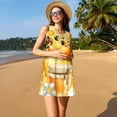 thumbnail image 2 of Horeoi Honey Bee Print Women's Sleeveless Dress Cotton-like Flared Hem Deep Side Pockets Above-Knee, 2 of 6