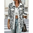 thumbnail image 4 of Women' Corduroy Leopard Jacket Button Down Long Sleeve Blouses Fall Jacket Casual Coat White XXXL, 4 of 6