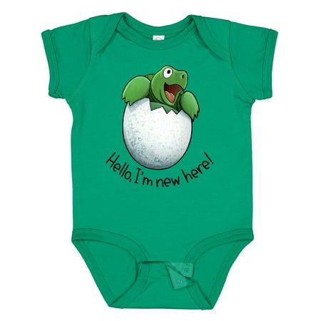 

Inktastic Hello I m New Here Cute Baby Turtle Gift Baby Boy or Baby Girl Bodysuit