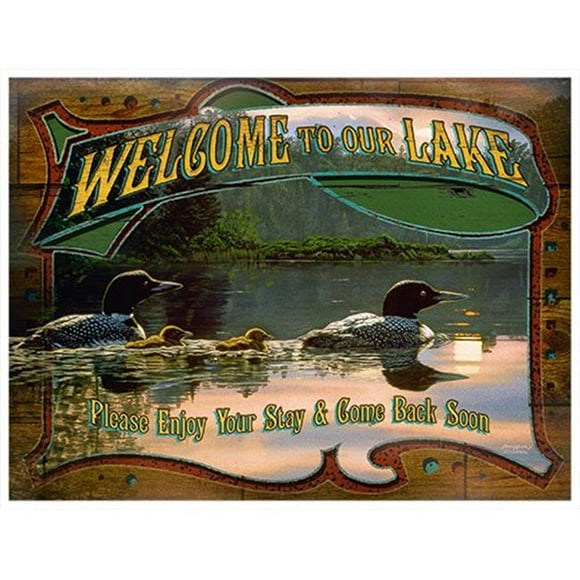 SignMission P-812 Loon Lake 2 12 in. Welcome to The Lake Private Paradise Loon Lake 2 Novelty Sign