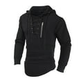 thumbnail image 2 of ZHOUCHANKIDS 2025 Men's Spring and Autumn Hoodie Solid Color Lace Up Zipper Pocket Sports Street Clothing Hooded Sweatshirt Black Large, 2 of 7