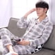 thumbnail image 3 of Pijamas de hombre de primavera y otoño de algodón de manga larga de algodón de talla grande para mediana edad, ropa de hogar, pijamas de invierno, 3 of 5