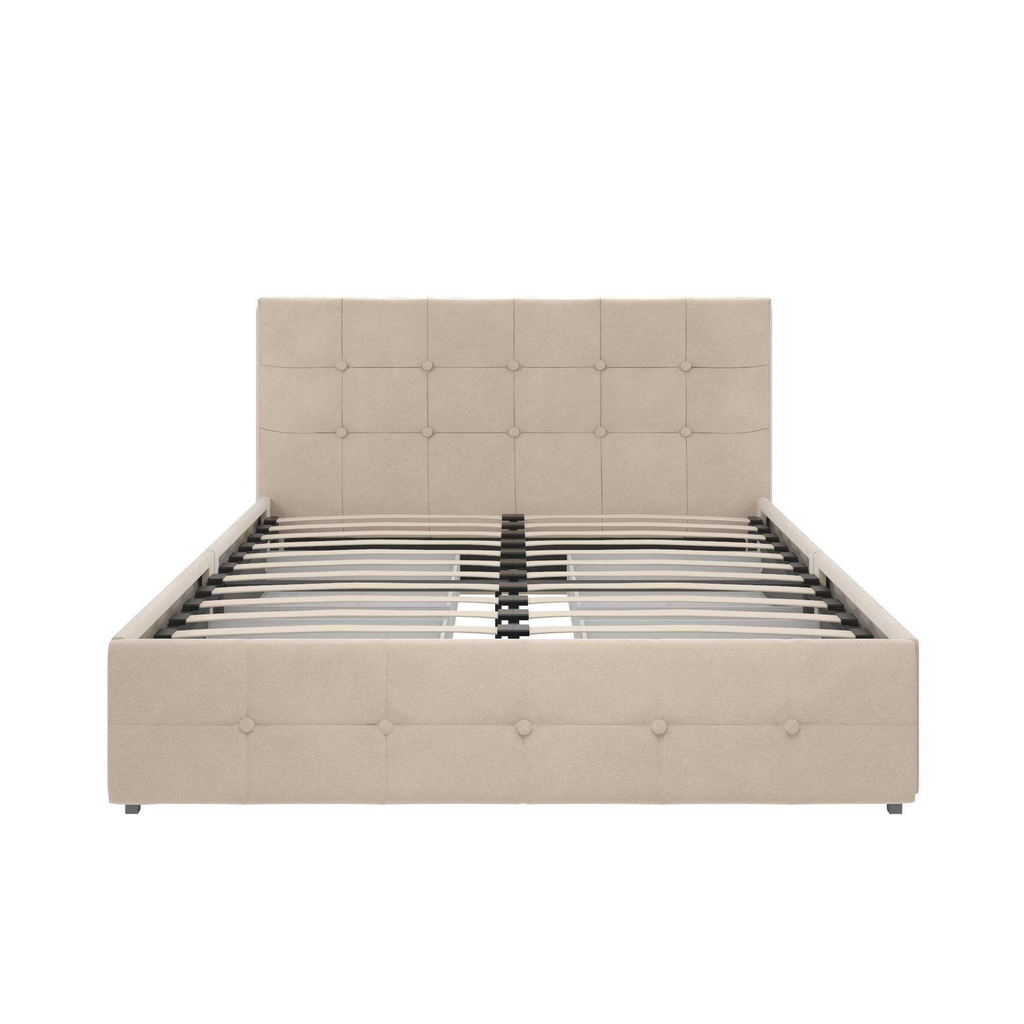 DHP Rose Tufted Upholstered Storage Bed Frame, Full, Ivory Velvet