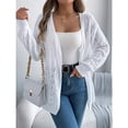 thumbnail image 4 of Open Front Cardigan - Women's Oversized Long Sleeve Knit Sweater, Fashion Cutout Detail Cover-Up | Baberdicy | Women's Long Sleeve Cable Knit Cardigan Sweaters Oversized Open (White | S), 4 of 8