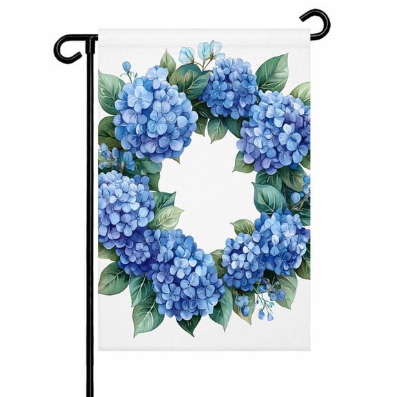 Blue Hydrangea Garden Flags for Outside Watercolor Floral Double Sided Yard Flags Outdoor House Decoration, Small 12X18 Inch,