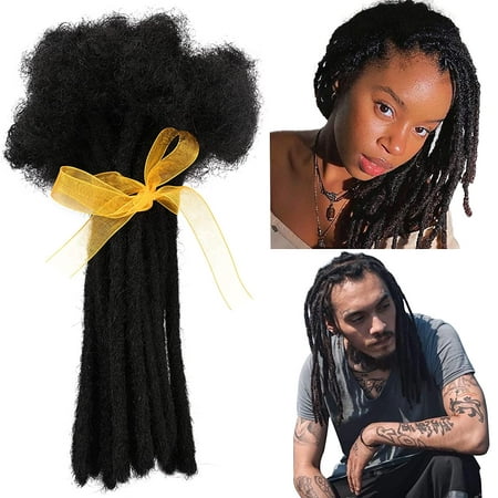 Dreadlock Extensions Human Hair Jet Black Handmade Locs 30 Strands  cm  100% Real Human Hair Dreadlock Extensions for Man/Women Full Head Can Be  Dyed ,Curled and Bleached (Natural Black, 8 INCH) | Walmart Canada