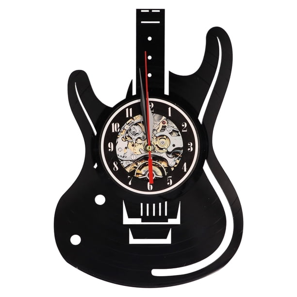 Reloj De Pared Con Discos De Vinilo, Reloj De Pared De Guitarra Alimentado Por Batería, Reloj De Arte Colgante Decorativo Ampliamente Utilizado Para El Hogar, La Sala De Estar, El Dormitorio Y El Club Cateissary HA012903-00