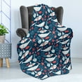 thumbnail image 4 of Narwhal Soft Flannel Fleece Throw Blanket, Arctic Ocean Fauna School of Fish and Jellyfish Sketch, Cozy Plush for Indoor and Outdoor Use, 70" x 90", Royal Blue Baby Blue, by Ambesonne, 4 of 5