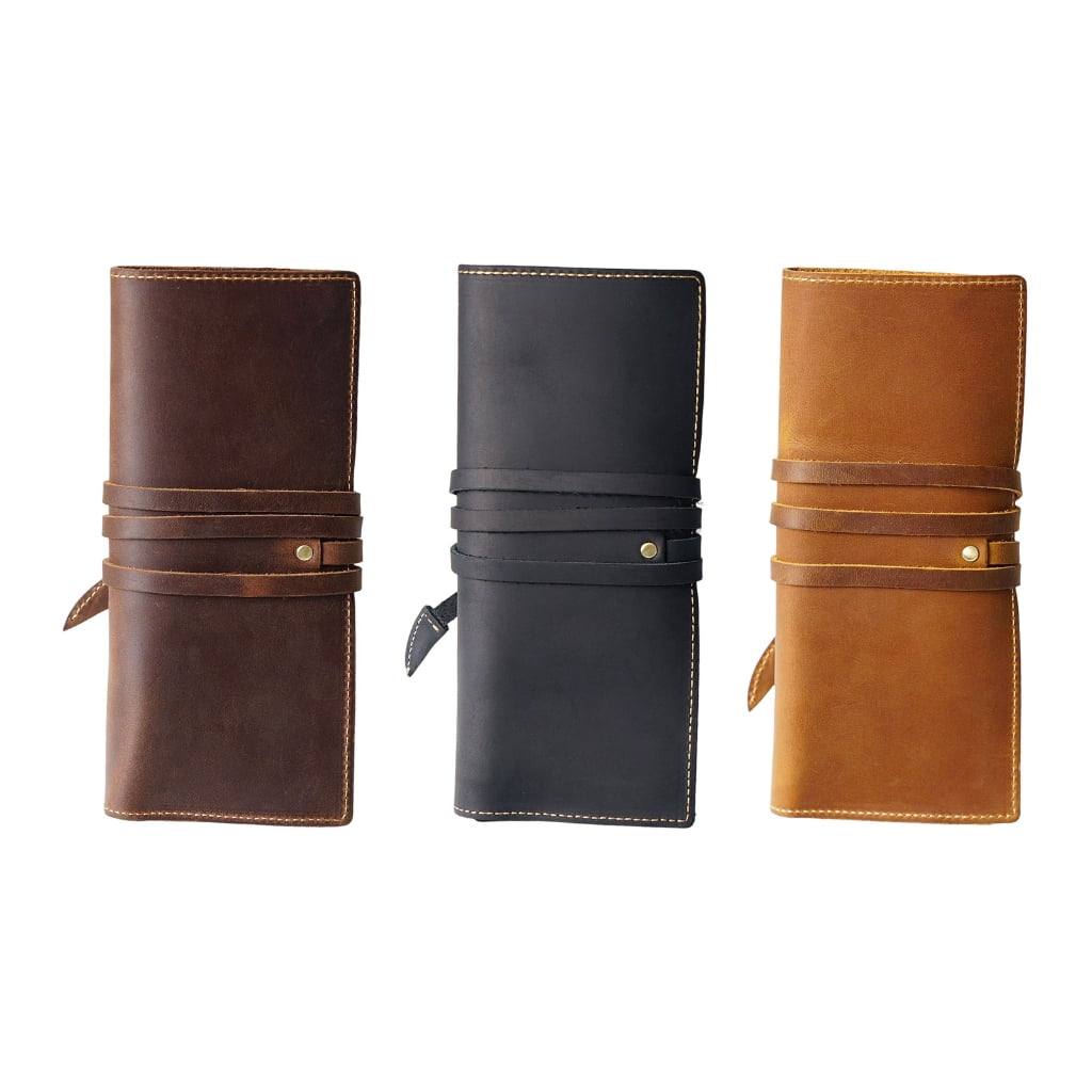 Leather Pen Roll Organizers Multiple Compartment Pencil Case For Student Artist