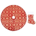 thumbnail image 2 of Casafoyer Luxury Christmas Tree Skirt with Sock Red 48" Fabric, 2 of 2