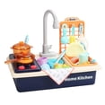 thumbnail image 1 of , fregadero, juguetes para niños , lavavajillas eléctrico corriente, sistema agua automático, corte de , Azul 28pcs Azul 28 piezas, 1 of 7