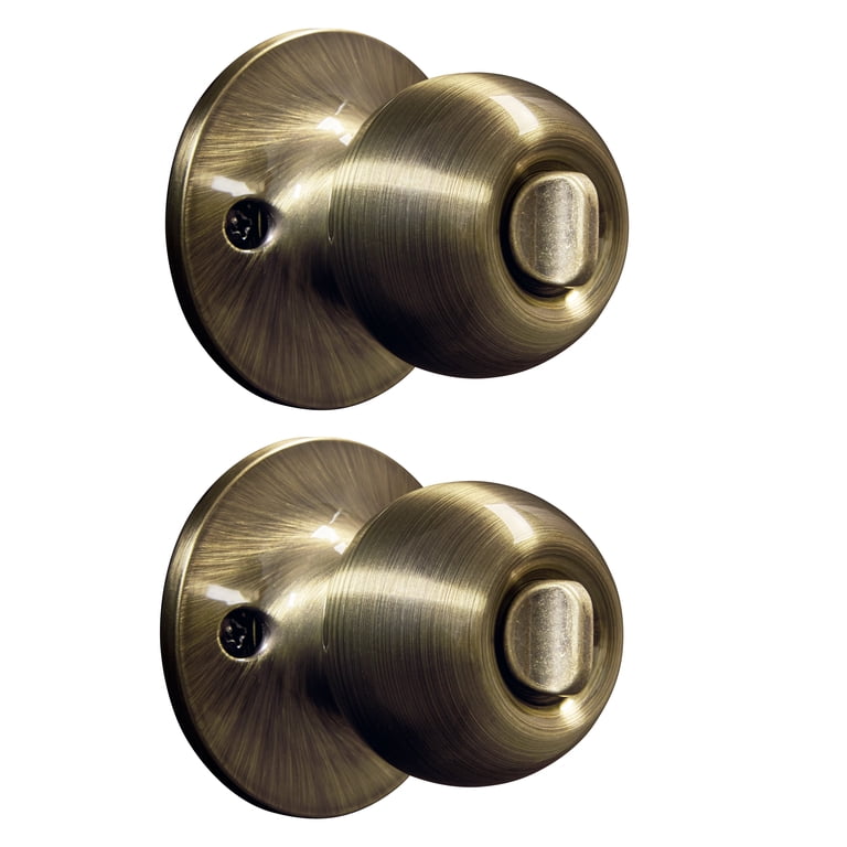 Hyper Tough Keyed Entry Doorknob Twin Pack, Antique Brass Finish