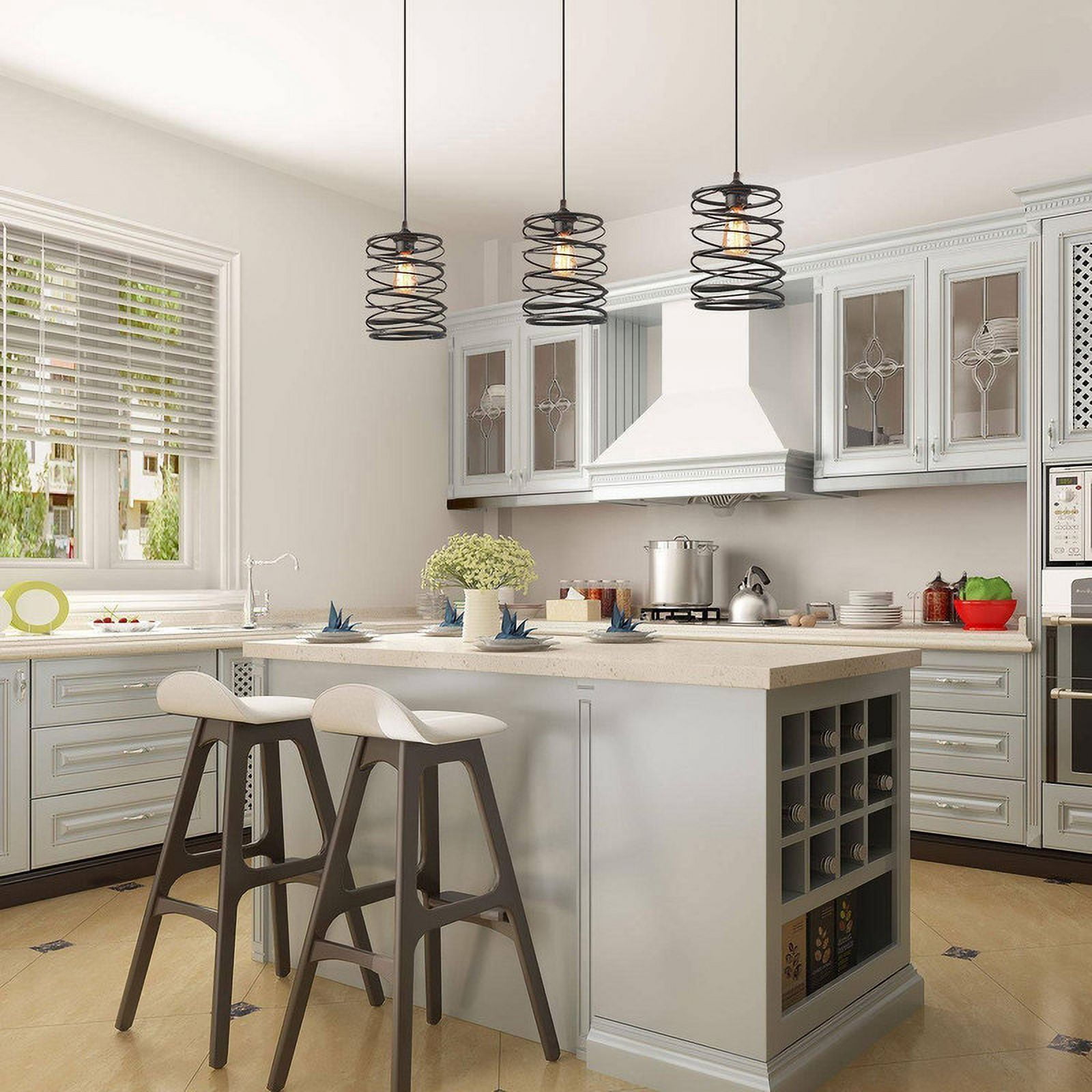 LNC 1-Light Bronze and Antique Rust Cylinder LED Mini Pendant for Kitchen Island