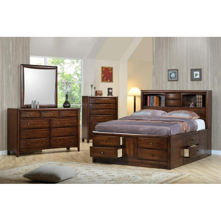 Contemporary California King Bookcase, King Bookcase Bed With Underbed Storage Drawers
