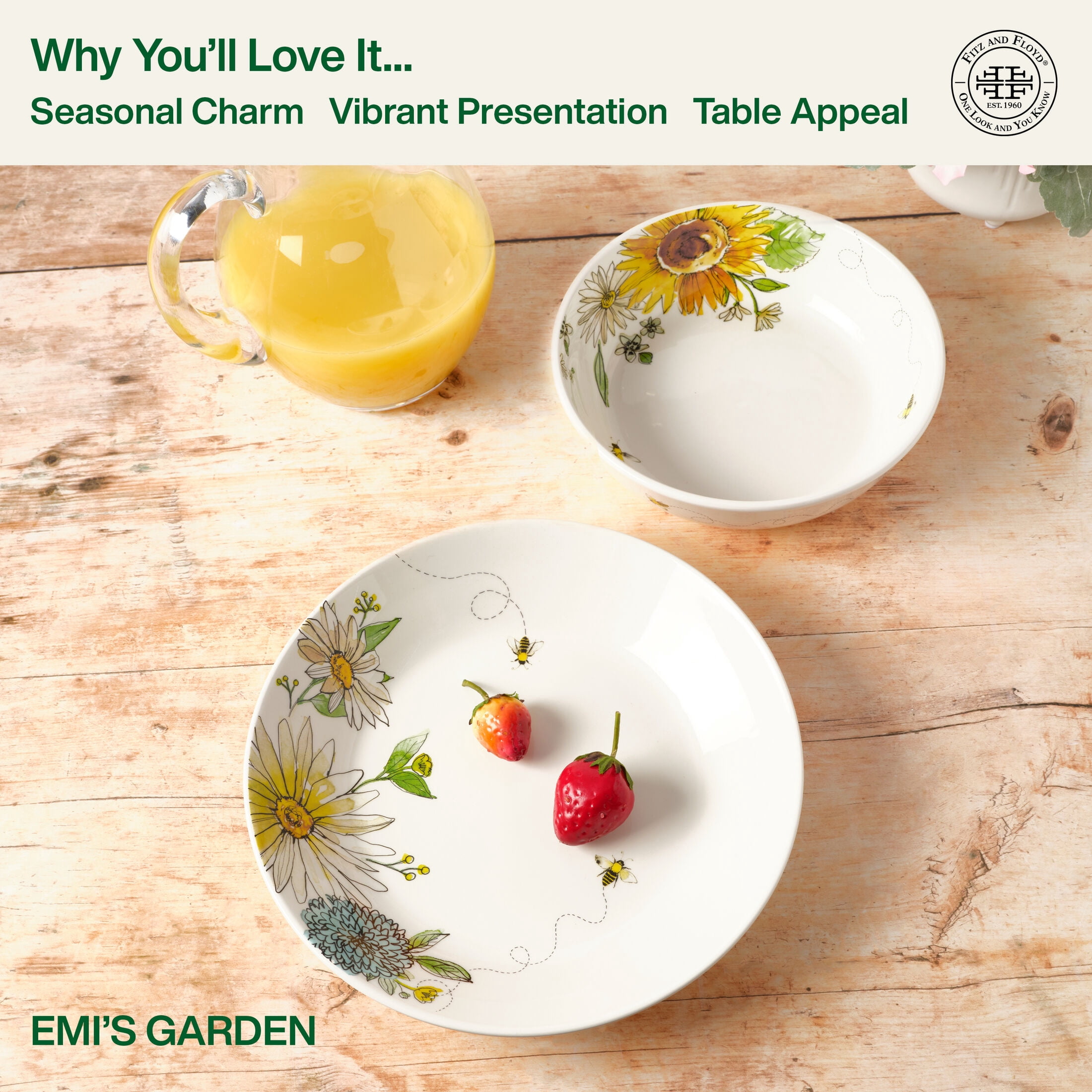 Fitz and Floyd Emis Garden Serve Bowls (Set of 2)