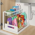 thumbnail image 1 of 2-Tier Sliding Under Sink Organizer - Rustproof Metal Storage for Kitchen & Bathroom Cabinets, 1 of 5