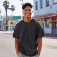 thumbnail image 3 of Dalix Lil Smile Midweight Garment Dye Soft Tee Short Sleeve Cotton Shirt Mens in Black XS X-Small, 3 of 5