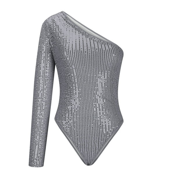Traje de Mujer Casual Nuevo Sexy Hombro Mono de Color Sólido, Poliéster de Manga Larga